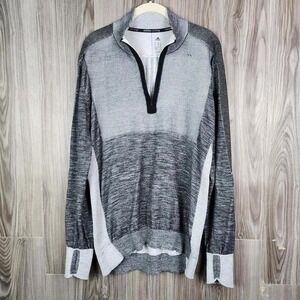 Adidas Colorblock Prime Knit High Neck Two Tone Athletic Quarter Zip Sweater XL